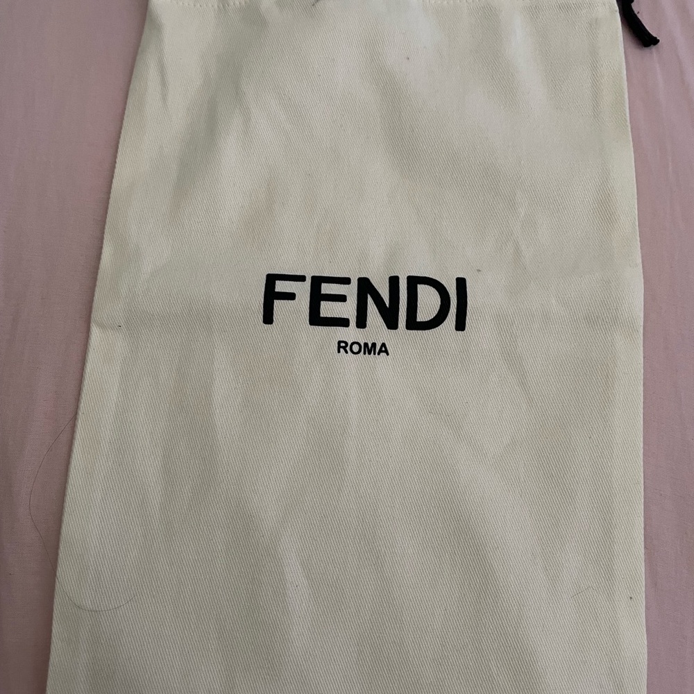 Fendi Cream shoe size dust Bag with Black Logo